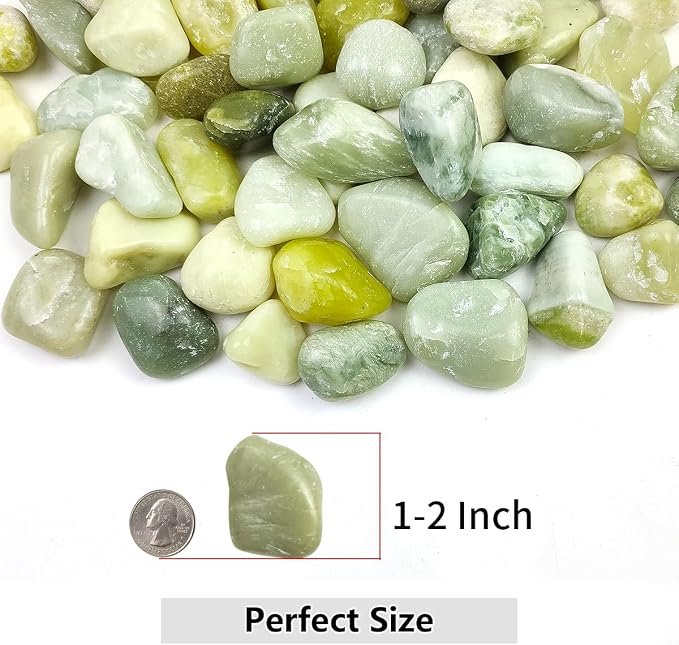 YISZM 2lbs Jade Pebbles for Plants, 1-2 Inch High Polished Natural River Rocks - Image 2