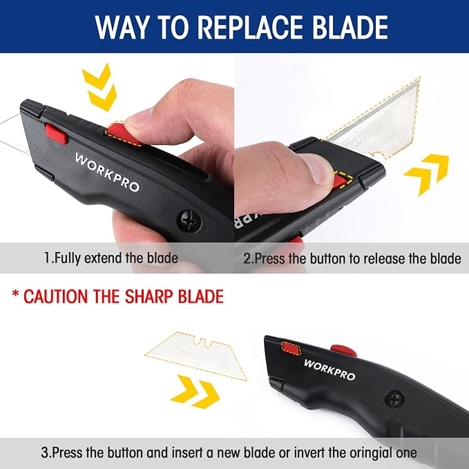 WORKPRO Premium Utility Knife, Retractable All Metal Heavy Duty Box Cutter - Image 6