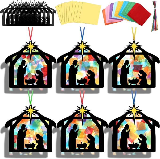 Eersida 32 Sets Christmas Nativity Ornaments Crafts Kits Bulk DIY Christian by Eersida