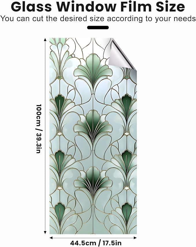 Stained Glass Window Privacy Film: Non-Adhesive Sun and Landscape Mosaic Design - Image 2