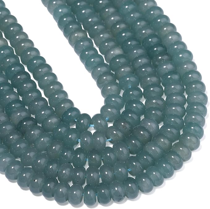 Songxi 5x8mm Natural Blue-Green Chalcedony Stone Rondelle Beads, Gemstone - Image 7