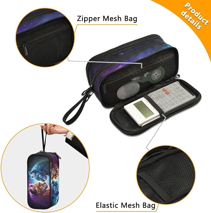 Cheetah Tiger Galaxy Pencil Case Box Boys Girls Large Pencil Pouch Zipper - Image 5
