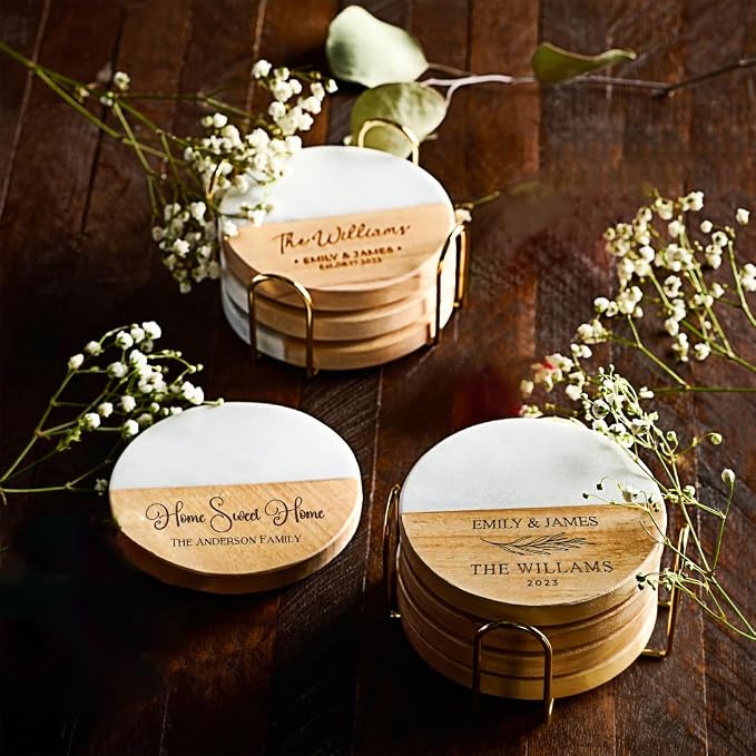 Custom Coasters Set of 4, Personalized Housewarming Gift, Engraved Gifts - Image 6