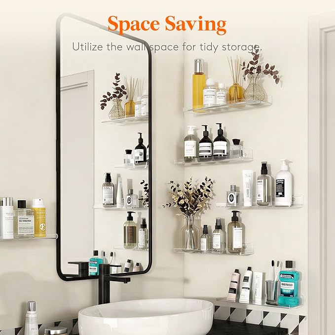 Lifewit Floating Shelves for Bathroom, Acrylic Display Shelf Wall Mounted for - Image 6
