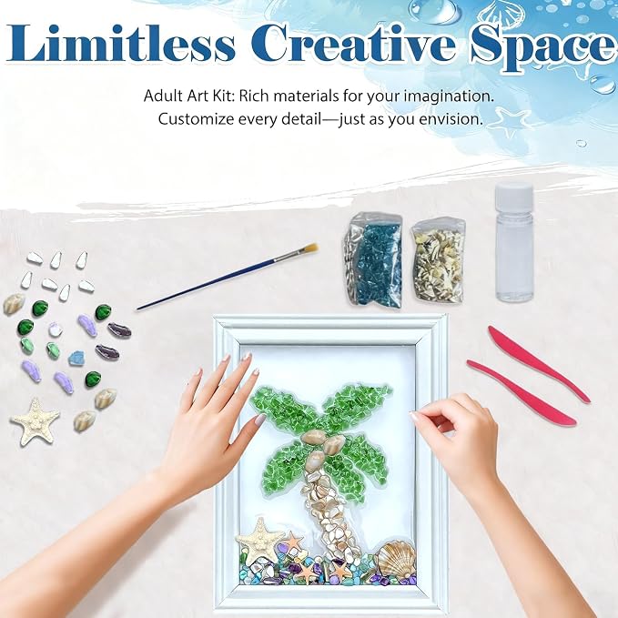 CIYOJA Sea Glass Stained Glass Kit – Coconut Tree Resin Art Mosaic Kit - Image 2