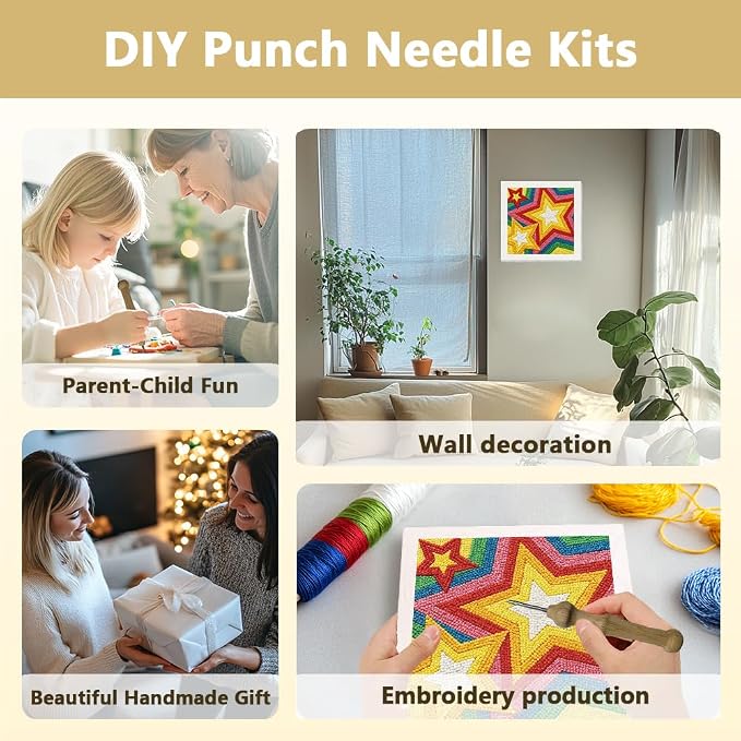 Doodlream Colorful Stars DIY Punch Needle Embroidery Kit - Image 4
