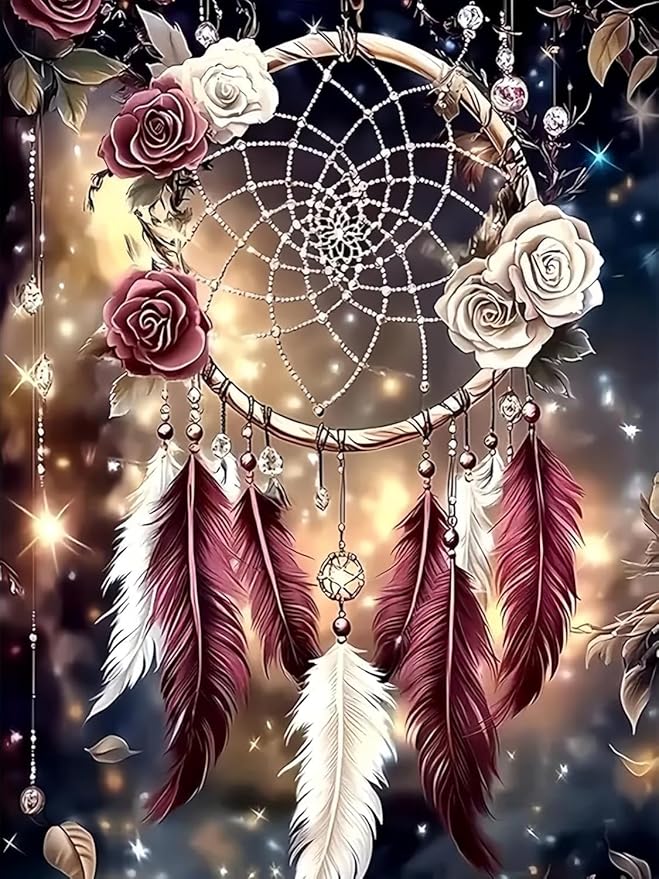 Dreamcatcher Cross Stitch Kits for Adults Beginner, Flower Counted Cross Stitch by Unknown