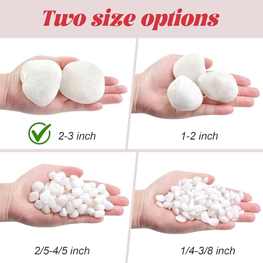 5 lb Natural Polished White Pebbles, 2-3 Inch Decorative White Rocks - Image 6