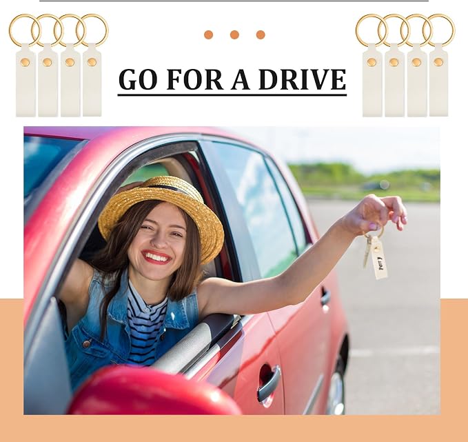 Wavyknot 200 Pcs PU Leather Keychain Blanks Bulk Laser Engraving Blanks - Image 5