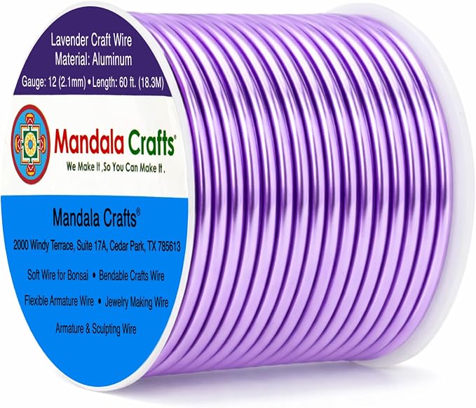 Mandala Crafts 12 Gauge Lavender Anodized Aluminum Craft Wire, 60 FT | Colored by MandalaCrafts