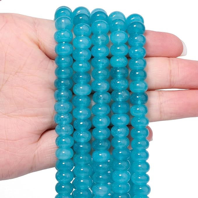 Songxi 5x8mm Natural Lake Blue Chalcedony Stone Rondelle Beads, Gemstone by SongXi