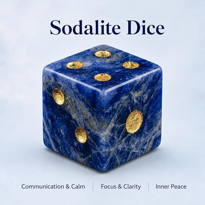 2PCS Crystal D6 Dice, 16mm Natural Gemstone Mahjong Dice Set Stone Dice - Image 3