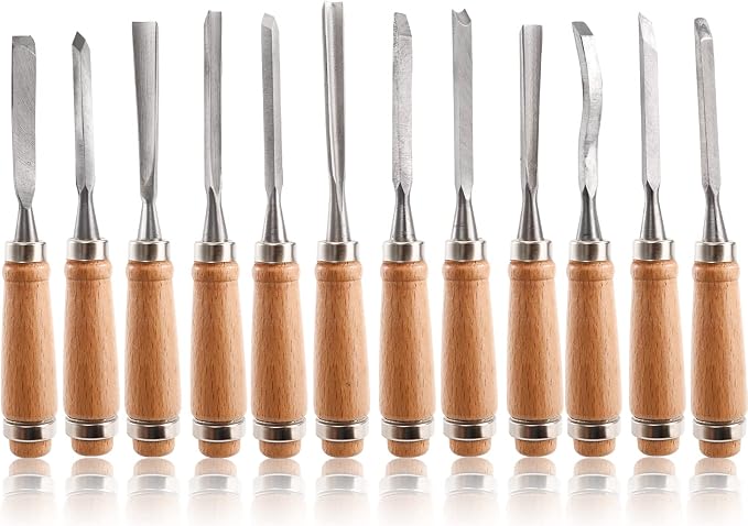 Dicunoy 12 PCS Wood Carving Tools, Gouges Woodworking Chisels, Full Size Wood by Dicunoy