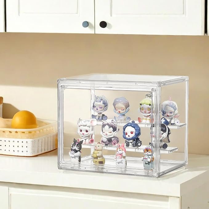 Clear Acrylic Display Case, 2 Pack 3 Tier Adjustable Display Box Stand - Image 8