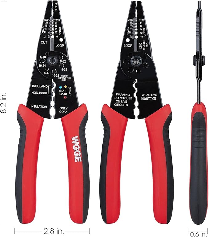 WGGE WG-015 Professional 8-inch Wire Stripper/wire crimping tool, Wire Cutter - Image 2