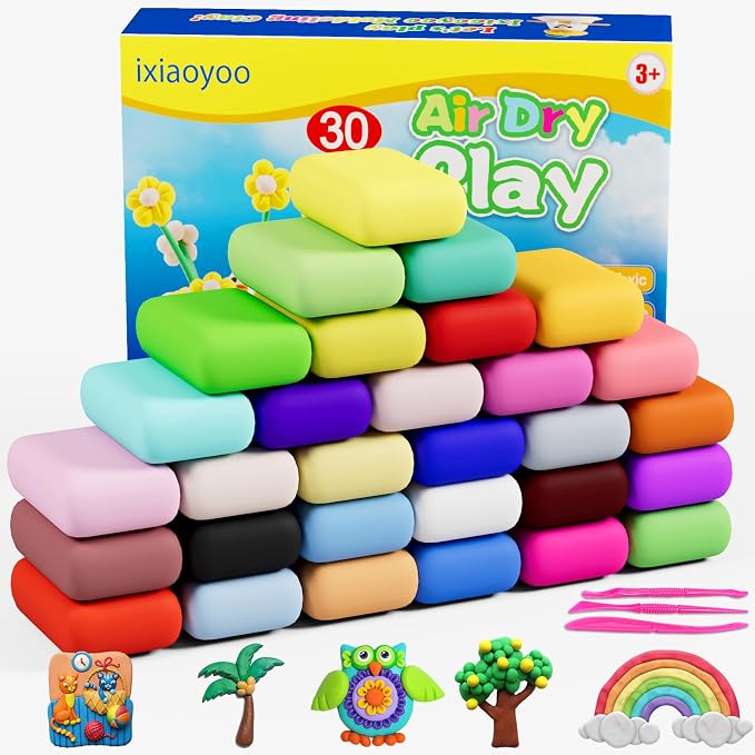Ixiaoyoo Air Dry Clay, 30 Colors Foam Modeling Clay by Ixiaoyoo