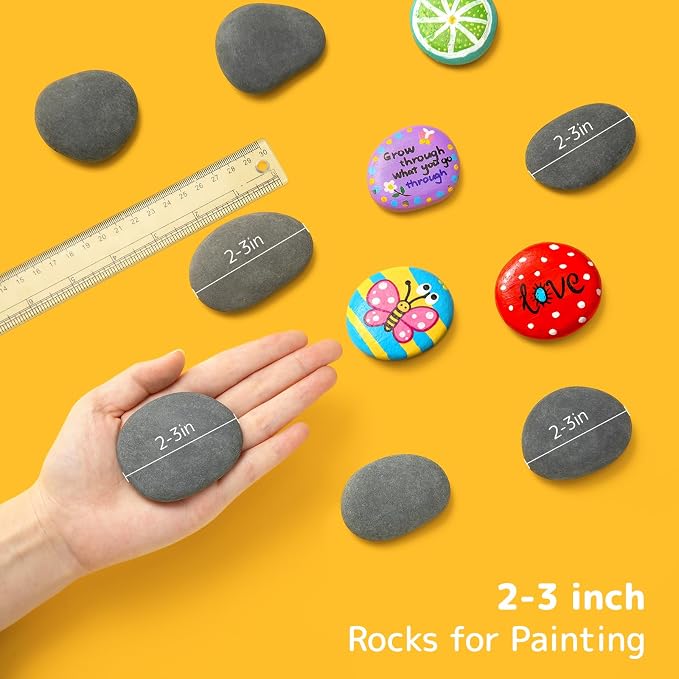 Simetufy 150 Pcs River Rocks for Painting, Flat & Smooth Stones Bulk to Paint - Image 3