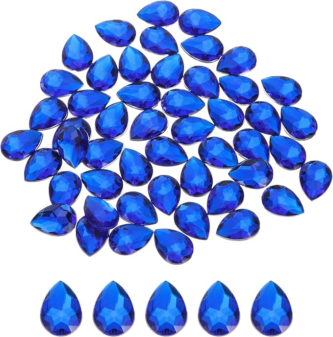 MECCANIXITY 50PCS Flat Back Acrylic Teardrop Gems 13x18mm Artificial Rhinestones by MECCANIXITY