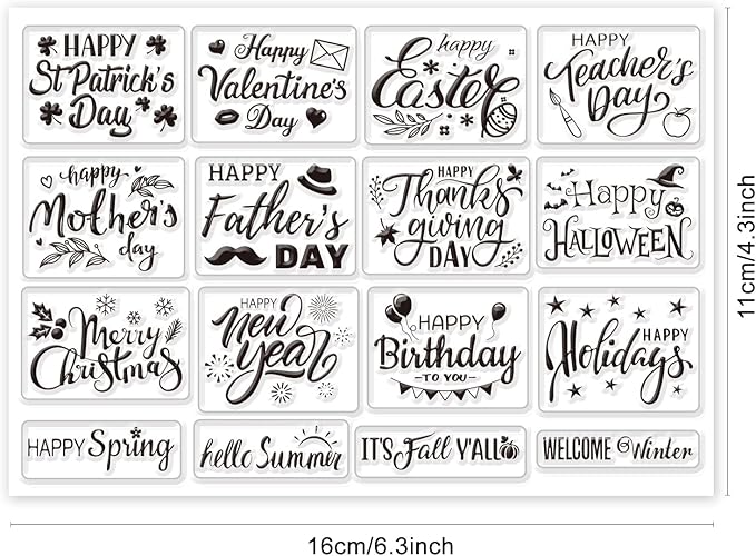 INFUNLY 16pcs Word Clear Stamps - Image 2