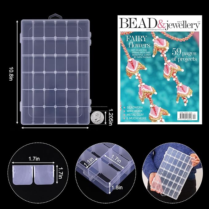 OUTUXED 4 Pack 36 Grids Plastic Bead Organizer Box - Image 2
