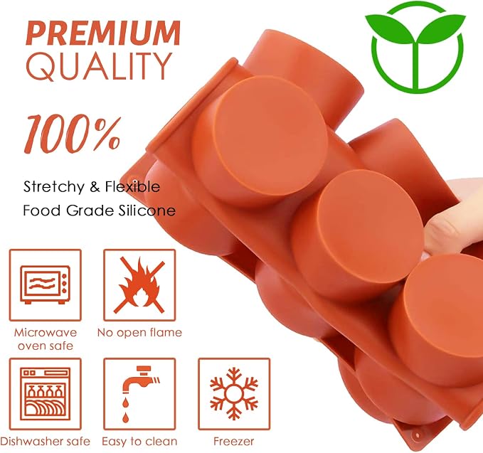 Sakolla 2 Pack Round Chocolate Cookie Molds, 12 Cavity 2.1" Cylinder Silicone - Image 4
