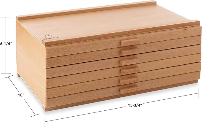 7 Elements 6 Drawer Wooden Artist Storage Supply Box - Image 3