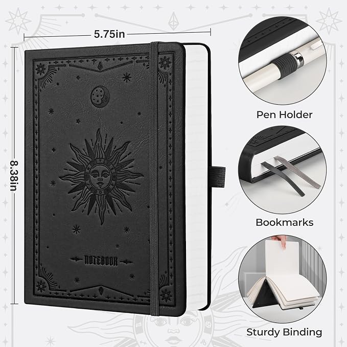 EMSHOI Lined Journal Notebook, 320 Numbered Pages, A5 Size | Leather Hardcover - Image 5