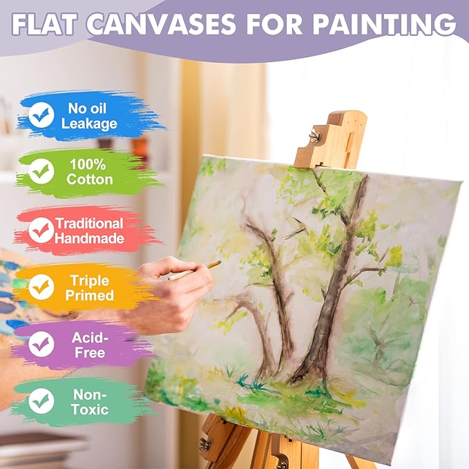 ESRICH Canvas for Painting 12x16, 16 Pack Canvas Boards for Painting Cotton - Image 3