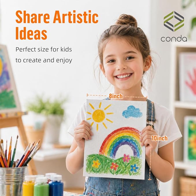 CONDA Canvas Boards for Painting, 100% Cotton Canvas Panels, Artist Quality for - Image 2