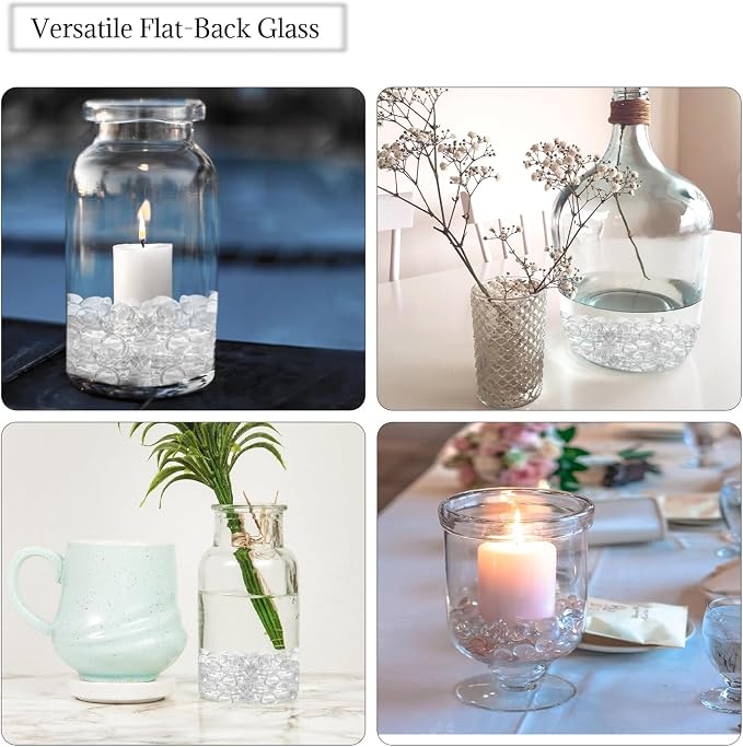 5Lb Clear Glass Pebbles, Flat Glass Marbles, Decorative Glass Gem Stones - Image 3