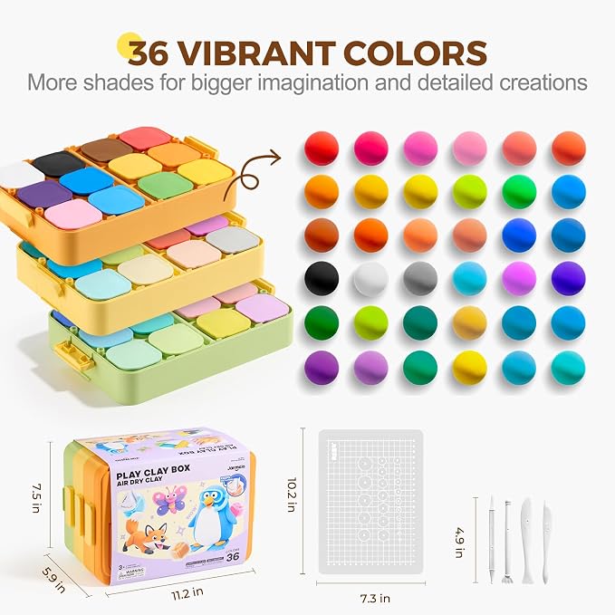 Jar Melo Air Dry Clay for Kids 36 Colors Modeling Clay Kit - Image 8