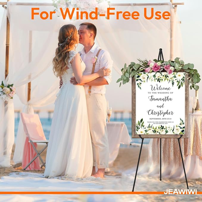 JEAWIWI 4PCS Black Easel Stand for Wedding Sign Stand, 66 Inch Adjustable Metal - Image 6