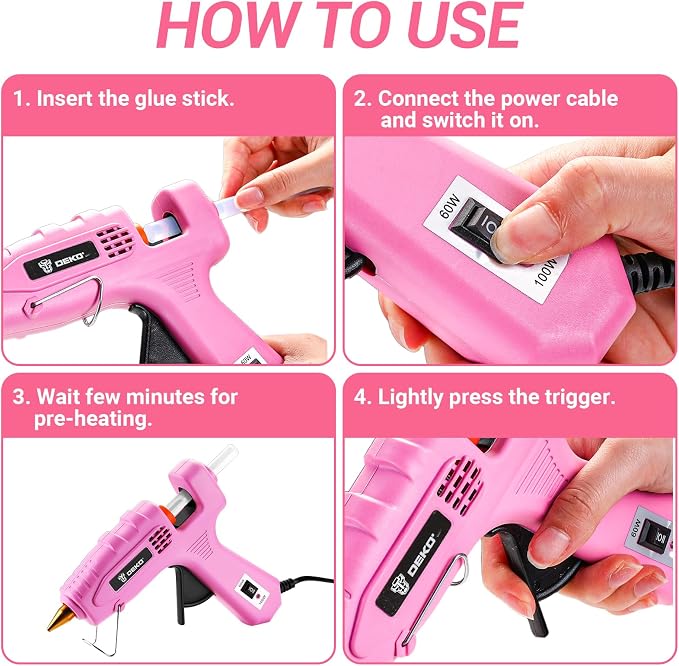 Hot Glue Gun Full Size: DEKOPRO 60/100Watt Dual Temp Hot Glue Gun Kit - Image 6