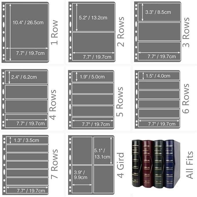 MUDOR Stamp Pages for Stamp Collection Album Binder Book, 10 Sheet 4 Rows | - Image 8