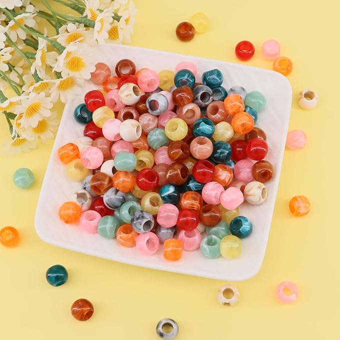 350pcs 12mm Acrylic Colorful Pop Spring Large Hole Rainbow Macrame Beads - Image 2