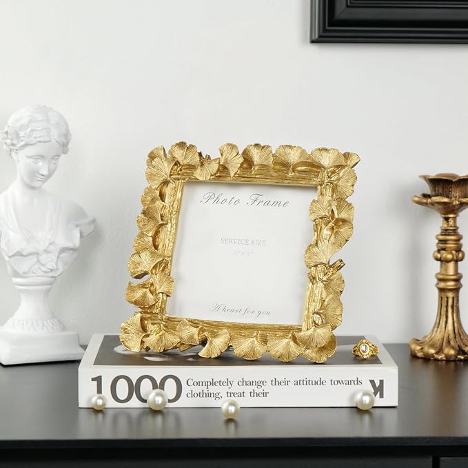 Cuspin 5x5 Picture Frame Vintage Gold Frames, Antique Square Photo Frame - Image 6