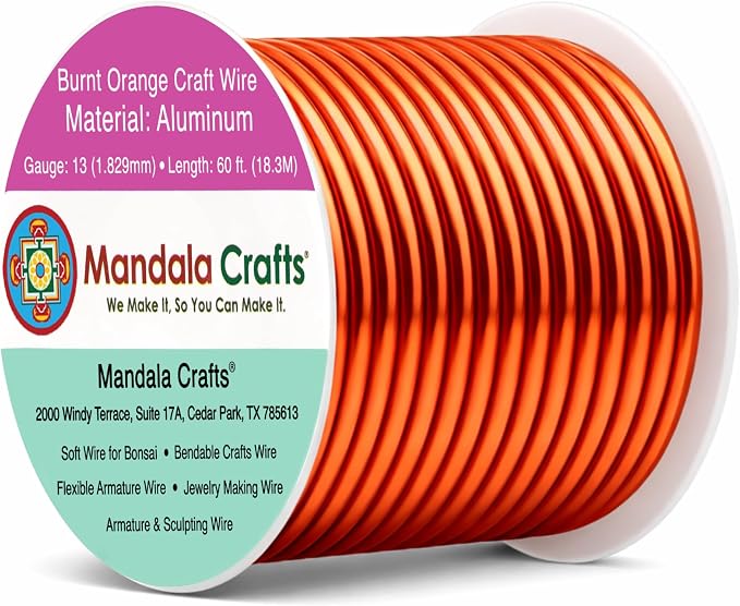 Mandala Crafts 13 Gauge Burnt Orange Anodized Aluminum Craft Wire, 60 FT | by MandalaCrafts