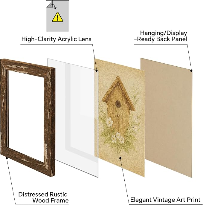 puthiac 8x10 Rustic Farmhouse Picture Frame, Warm Walnut, 1 Pack | Distressed - Image 2