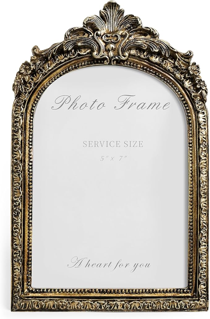 Cuspin 5x7 Picture Frame Arched Gold Frames, Vintage Bronze 5 by 7 Photo Frame by Cuspin