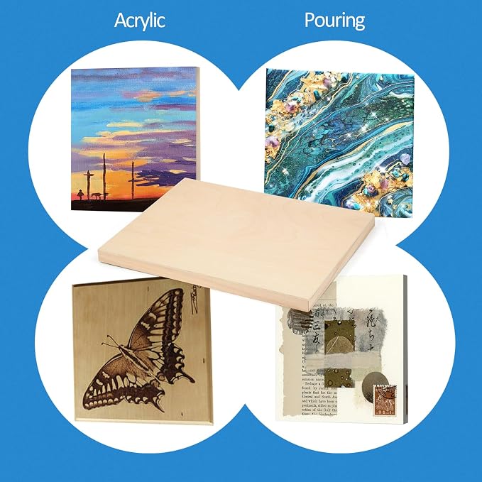 Falling in Art 4 Pack 14x14’’ Unfinished Birch Wood Panels Kit - Image 3