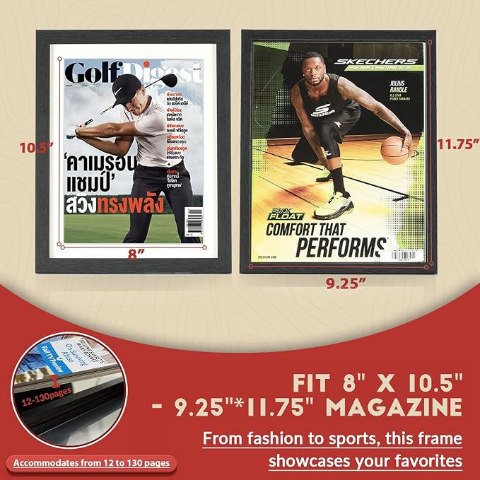 JupDec Sports Magazine Frame 4 Pack, Premium Wood Display Case - Image 2