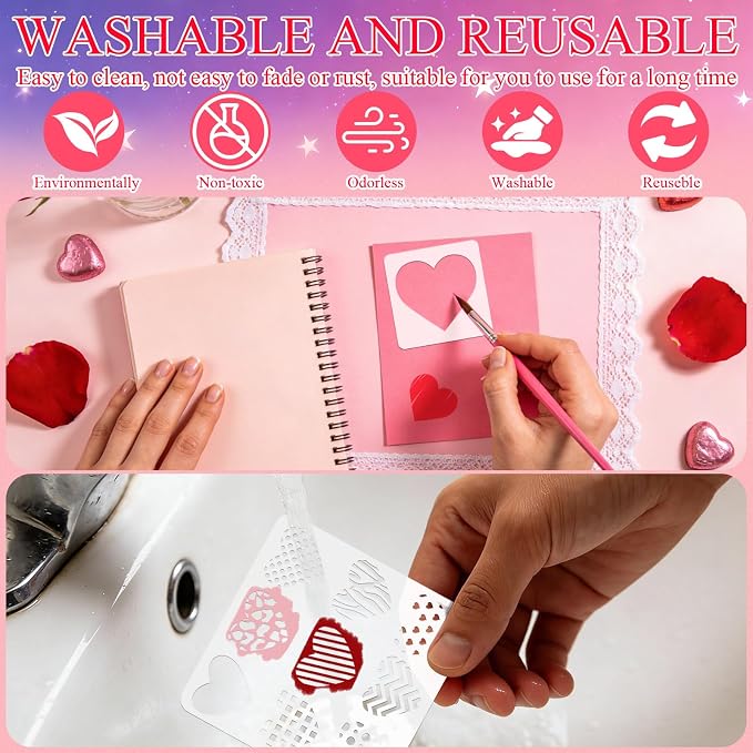 12 PCS Love Heart Stencils for Painting - Image 9