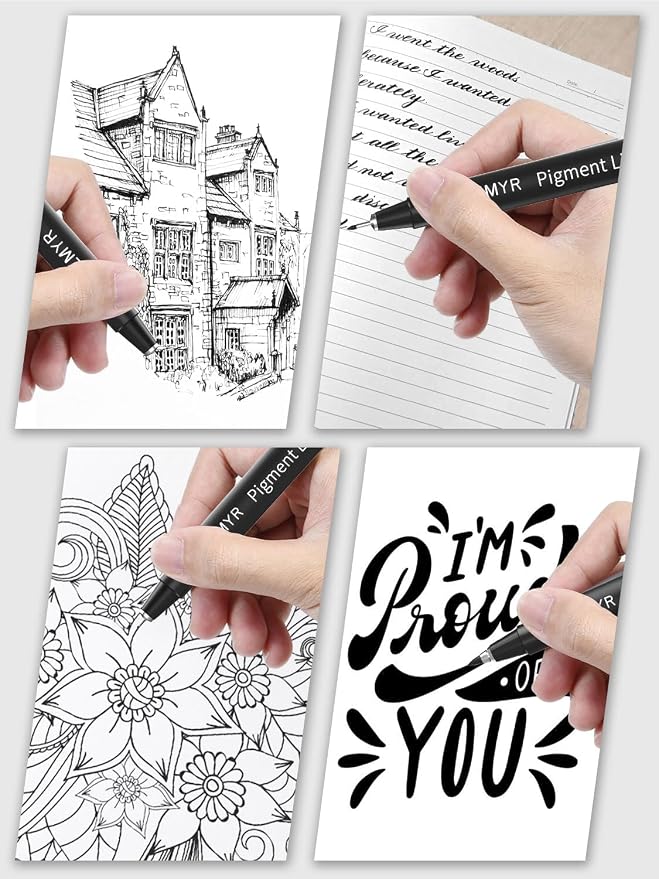 KEMYR 4 Micro Fine liner Drawing Art Pens Calligraphy Pens: 0.4mm Size Black - Image 5