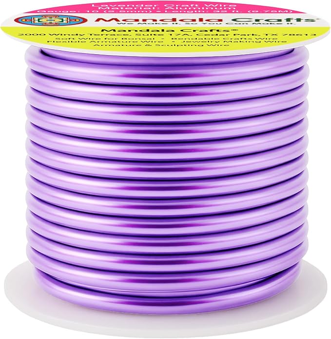 Mandala Crafts 10 Gauge Lavender Anodized Aluminum Craft Wire, 32 FT | Colored - Image 2