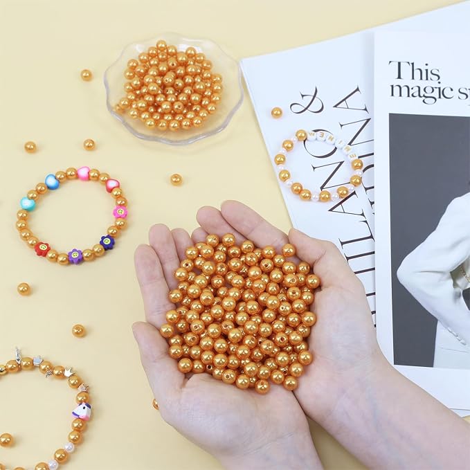 DUQGUHO Orange Pearl Beads for Crafts 6mm Plastic Pearl Beads - Image 5