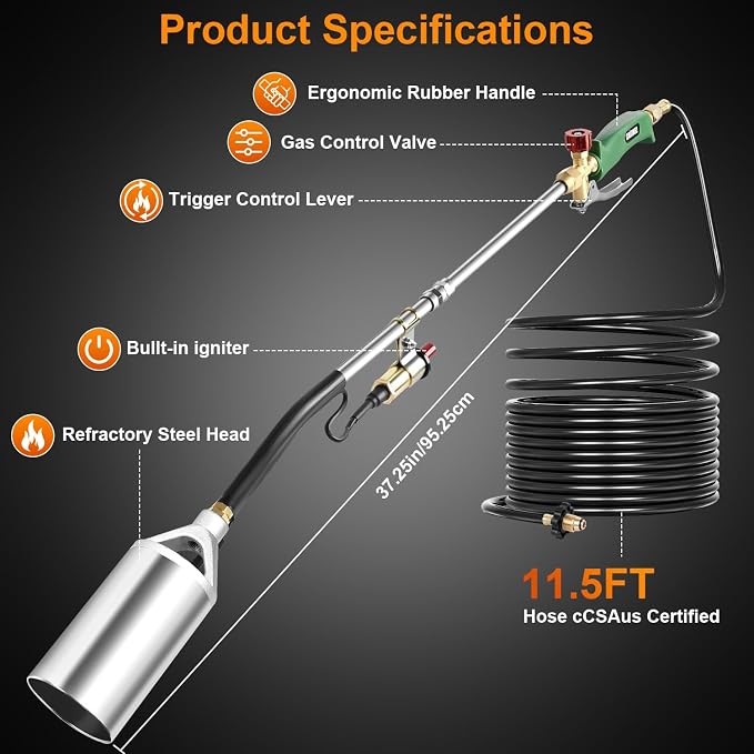 Sondiko Propane Torch Weed Burner, Heavy Duty Blow Torch, High Output Weed Torch - Image 4