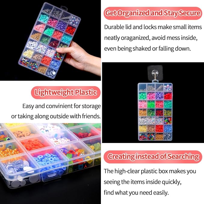 IOOLEEM 28 Grids Plastic Bead Organizer Box, Organizer Container Storage Box - Image 5