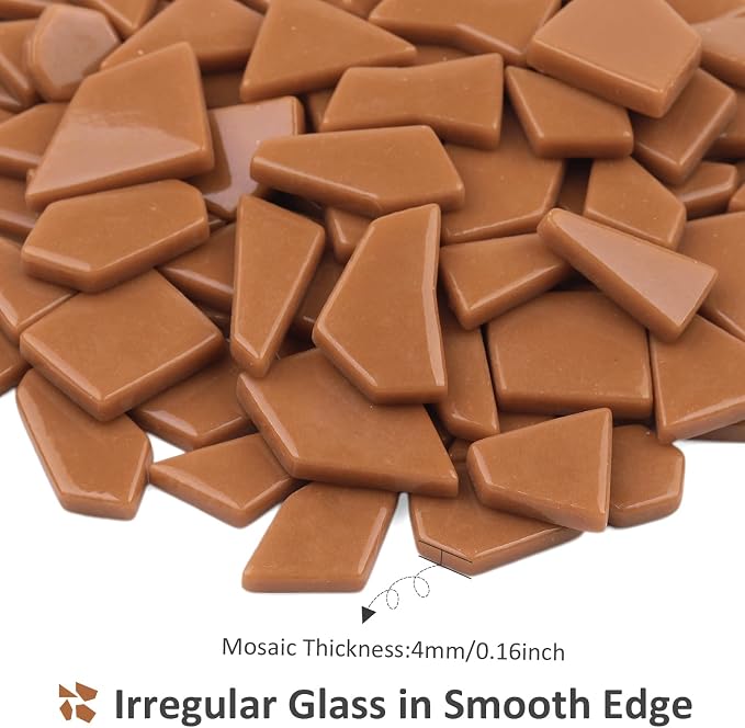 Youway Style Mosaic Tiles for Crafts Bulk, 200g Caramel Broken Glass Pieces for - Image 7
