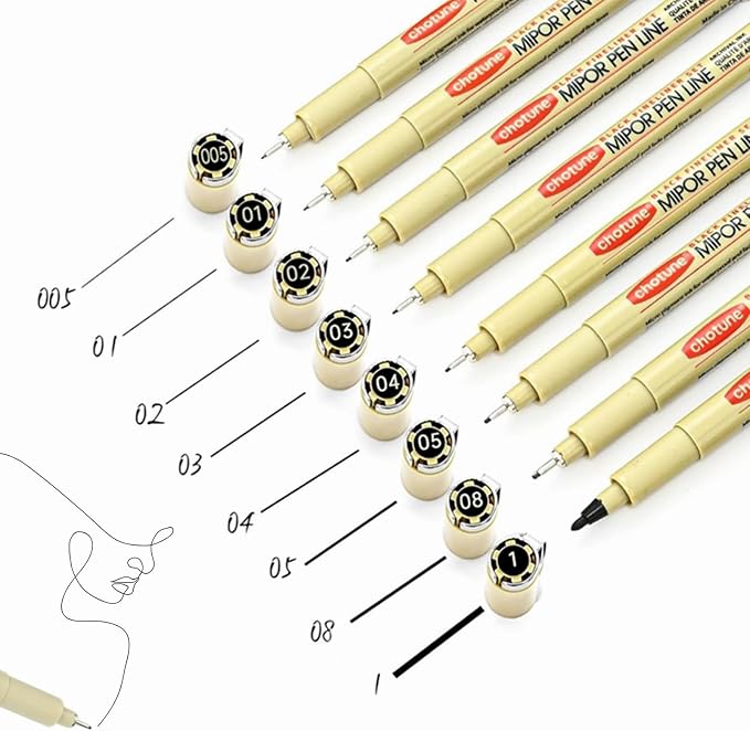 GETHPEN Micro Fineliner Pens, Fine Line Waterproof Ink Set, 8 Pack | 8 Black by GETHPEN