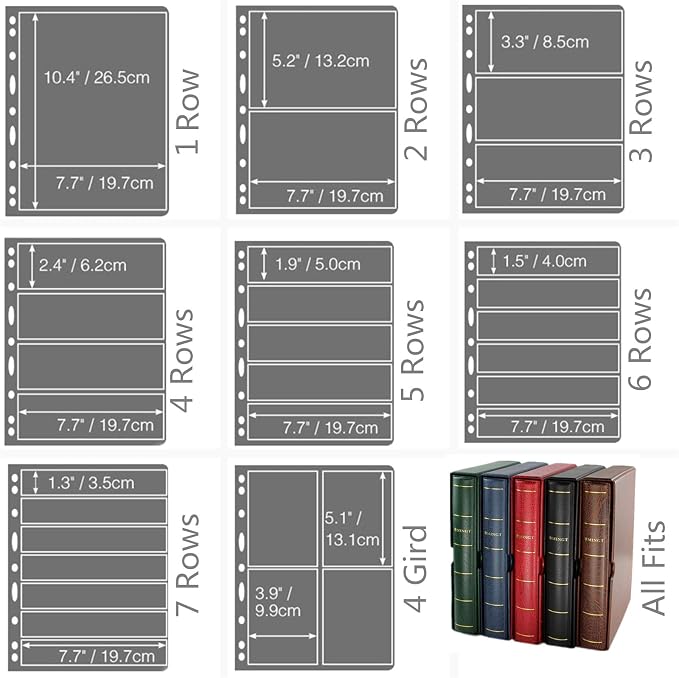 MUDOR Stamp Pages for Stamp Collection Album Binder Book, 10 Sheet 4 Grids | - Image 8